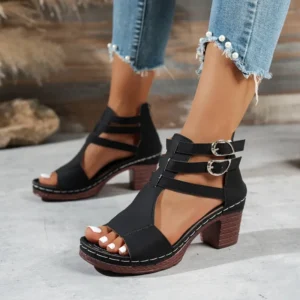 Elegant Thick Sole Summer Casual Short Heels