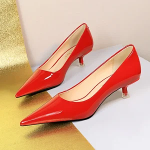 Spring New Women’s Patent Leather Kitten Heels
