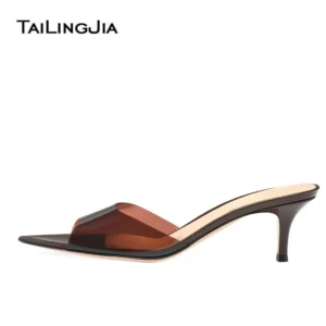 PVC Transparent Open Toe Kitten Heels