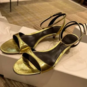Luxury Fashion Gold Kitten Heel Elegant Sandals