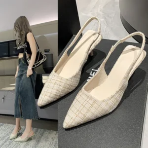 Designer Pointed High Heel Casual Short Heels